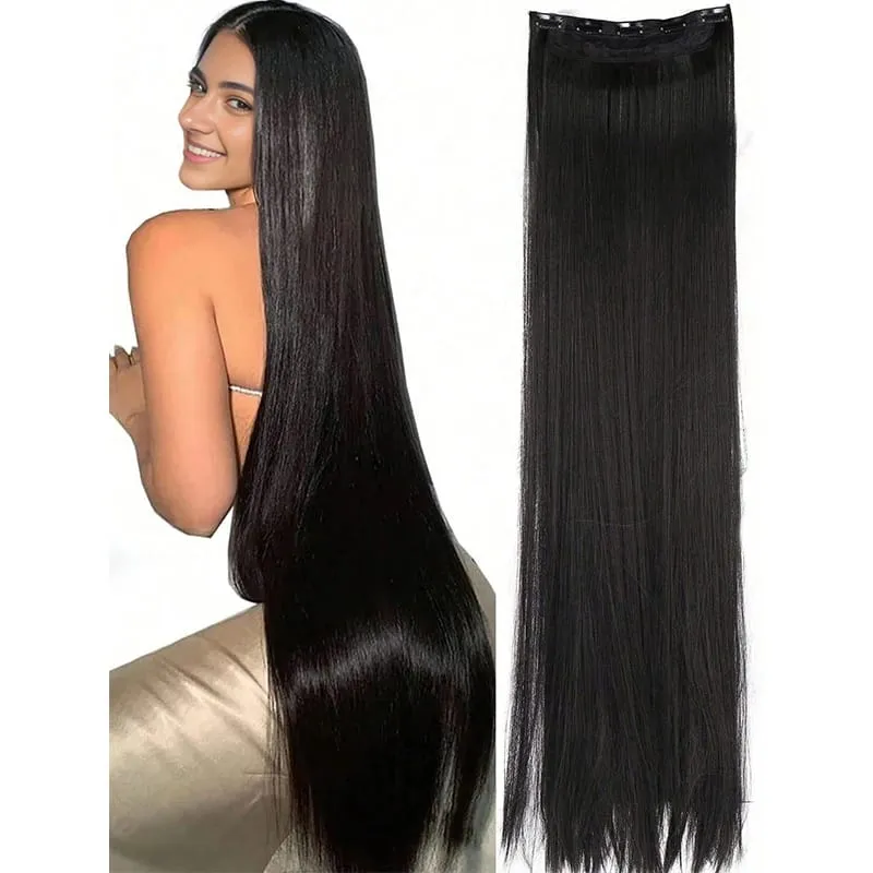 Extra Long Straight 5 Clips Hair Extension Clip In Extensions Hairpieces For Women Synthetic Natural Straight Clip Hair Piece