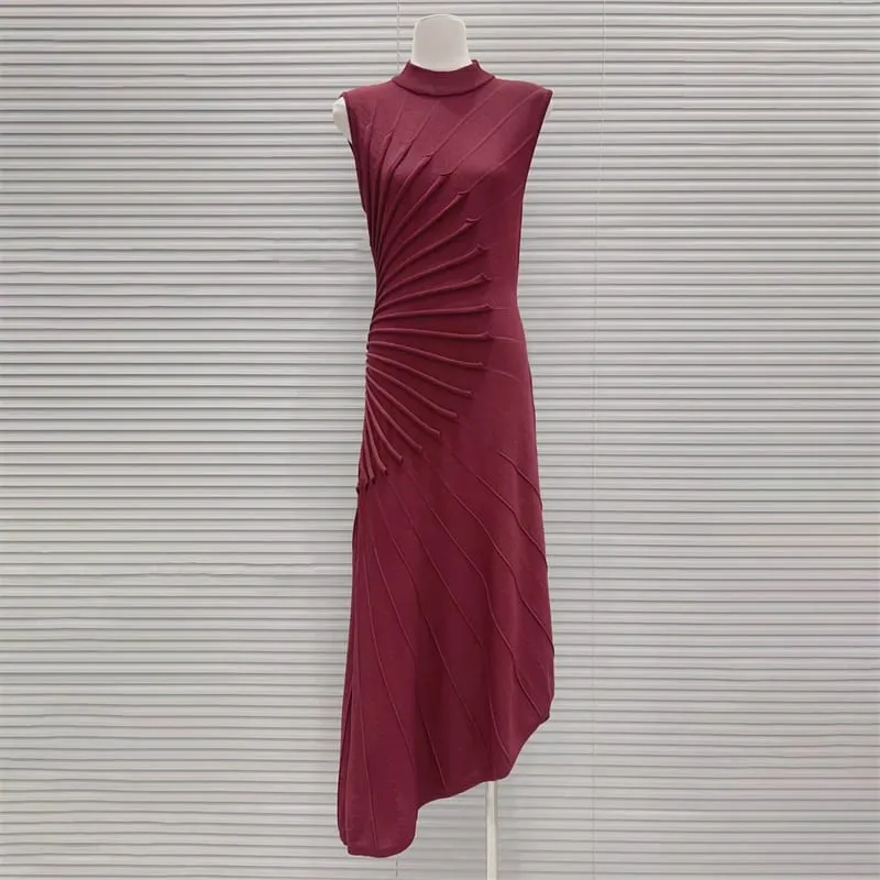 Spring/Summer 2026 High-Quality Asymmetrical Knitted Knot Sculpture-Style Sleeveless Dress Slimming Elastic Fitted Vest Skirt — image 4