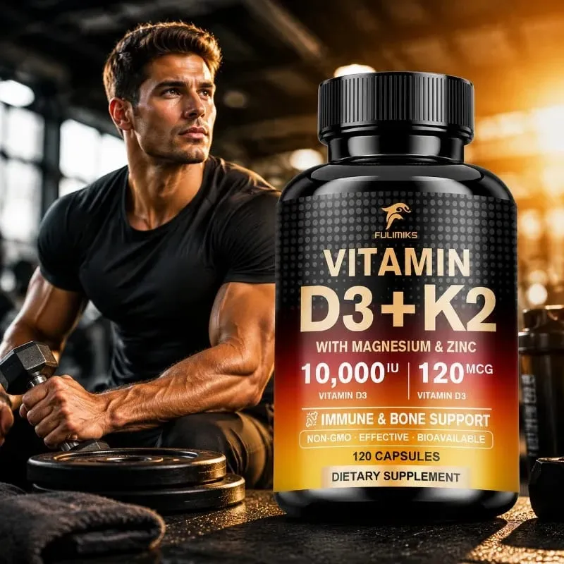 High Absorption Vitamin D3+K2 Supplement with Magnesium & Zinc Supports Bone Teeth Muscle & Immune Health for Daily Life — image 1