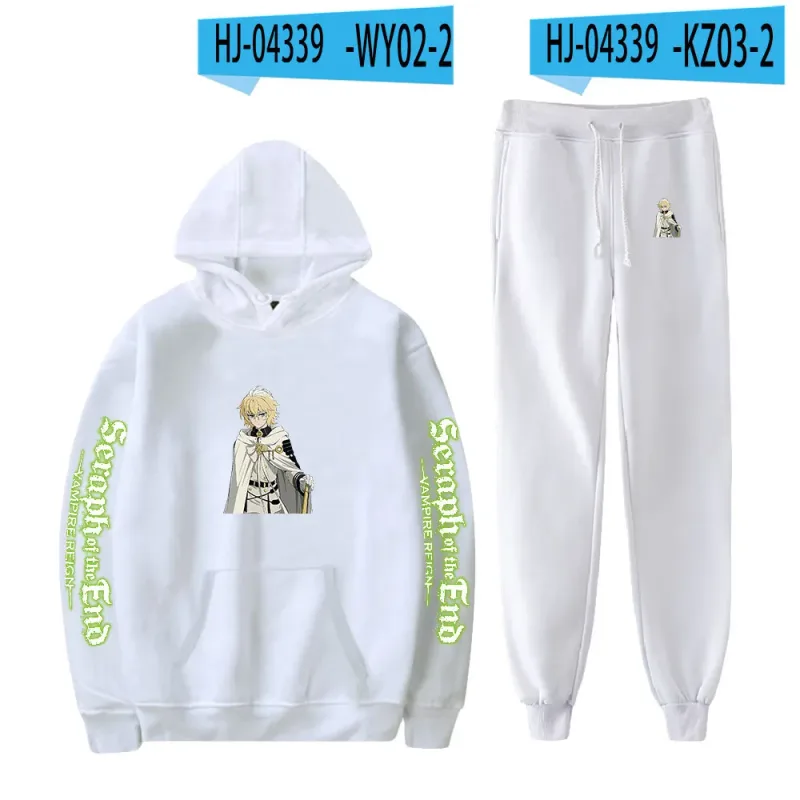 Harajuku Comfortable Seraph of the End Print Sweatshirt Sweatpants Suit Hoodies+ Trousers Suit Boys/Girls 2 Piece Set Clothes — image 1
