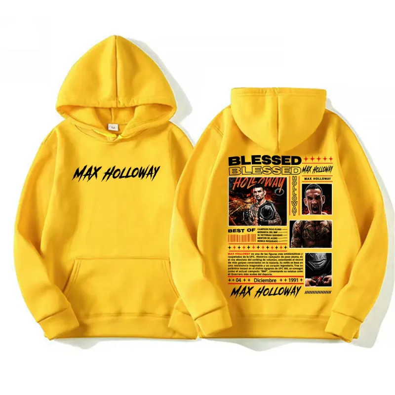 Max Holloway Blessed Vintage Graphic Hoodies Men Women Fashion Violence Aesthetic Sweatshirt Casual High Quality Pullovers Hoody