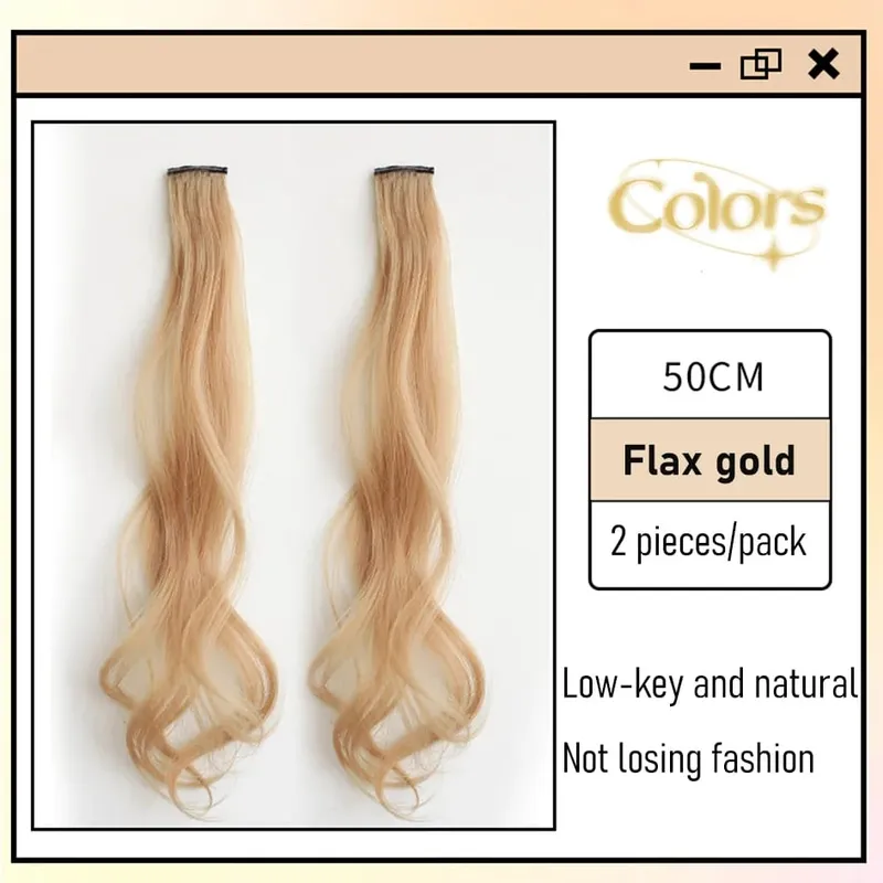 Synthetic 2 Pieces Set 50cm 60cm Colored Curly Hair Extensions Water Wave Pink Blue Purple Halloween Christmas Wig