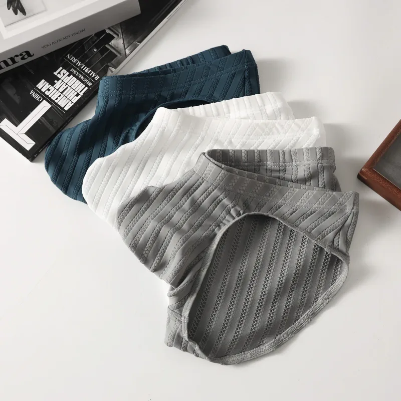 Mens Briefs Shorts Thin Transparent Ice Silk Underwear Man Breathable Slim Panties Homme Ropa Solid Male Underpants Cueca M-XXL