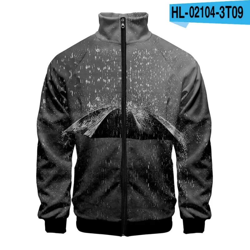 Harajuku Popular Rain 3D Print Zipper Raglan Jacket Windbreaker Boys/Girls Comfortable Stand Collar Jackets Coats