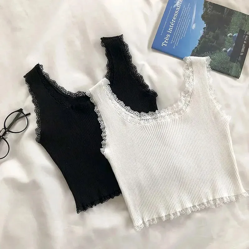 Tank Tops Women Plain Lace Up Crop Tank Top For Women Basic Solid Sexy Crop Tops Square Neck Plain Crop Tops — image 2