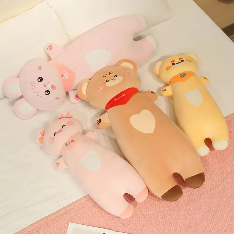 Aninimal Plush Pillow 60/80cm Rabbit Pig Bear Stuffed Cushion Kawaii Home Decor Toys Accompany Sleep Toy Birthday Surprise Gift