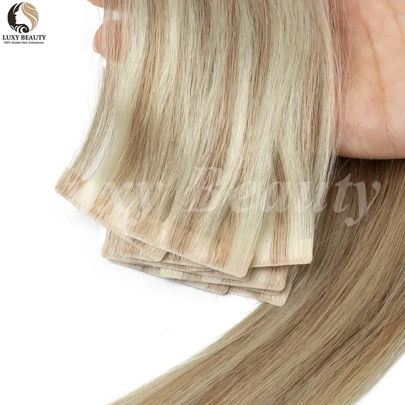 Straight Invisible Tape In Human Hair Extensions Injected PU Tape Hair Extensions Black Blonde Brown Tape Ins Hair 10pcs/Pack