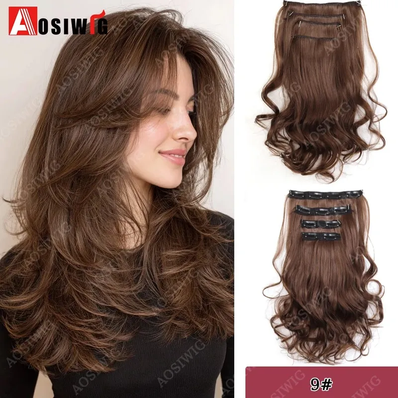 Synthetic 11 Clips Clips in Hair Extensions Long Curly Hairstyle Black Blonde Hairpieces Heat Resistant False Hair Daily Use — image 9
