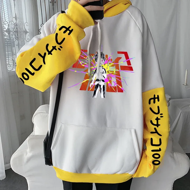 Anime mob psycho 100 hoodies harajuku shigeo kageyama punk desenhos animados moletom masculino feminino outono inverno quente retalhos moletom
