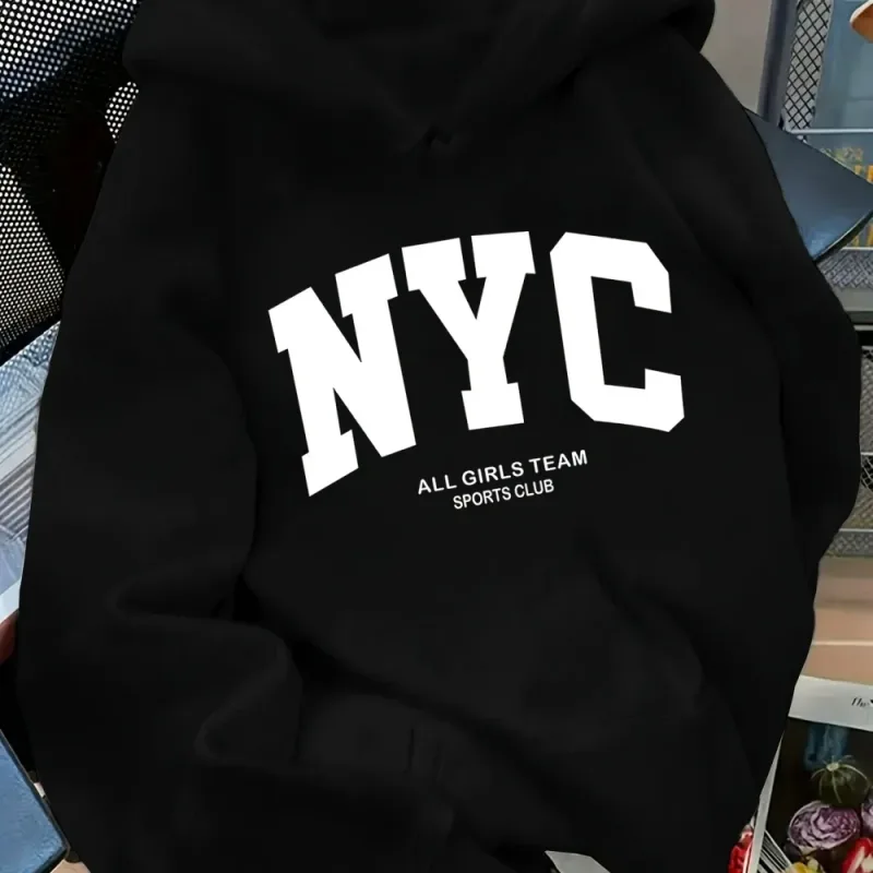 New Fall/Winter Comfortable Navy Blue New York Team Hoodie - Long Sleeve Couples' Street Style Hoodie Casual Pullover with POC — image 1