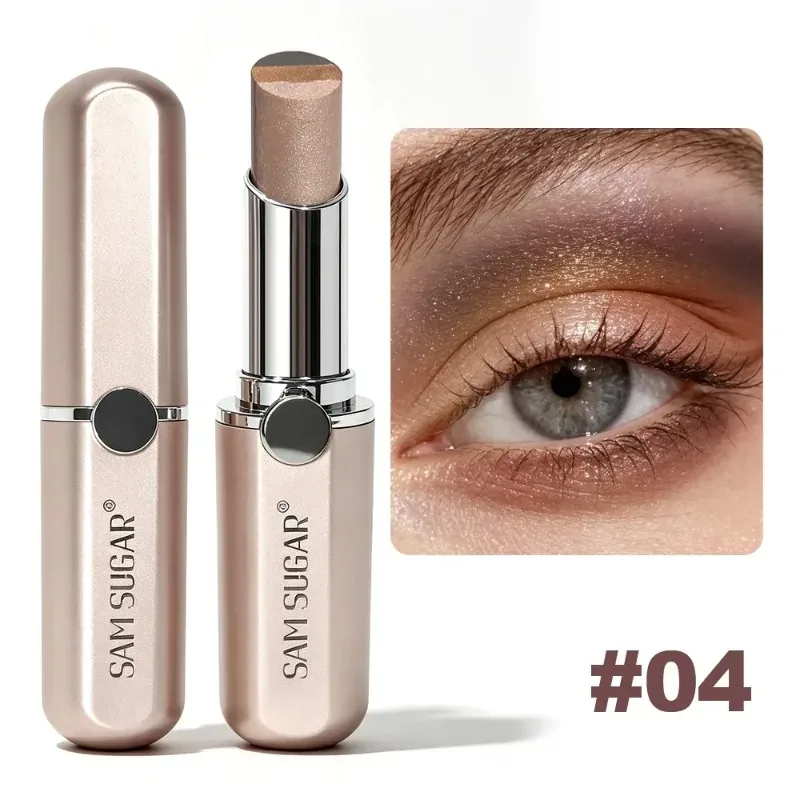 Tricolor Eyeshadow Stick Glitter Highlight Contour Shadow Stick Eye Makeup Waterproof Lasting Shimmer Metallic Eyeshadow Makeup
