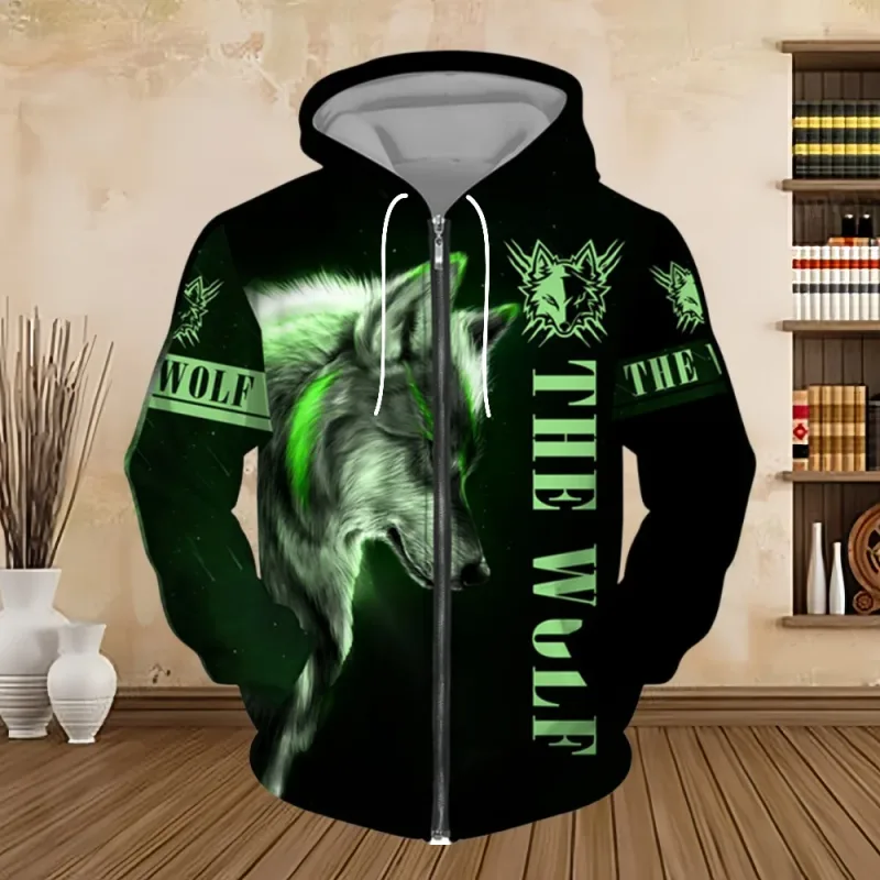 Spring and Autumn Men's Hoodie Sweatshirt 3D Digital Print Tiger Series Zip up Hoodies Fashion Personalized Sweatshirt for Men — image 7