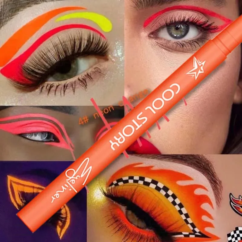 12-farbiger UV-fluoreszierender Eyeliner-Gelstift, wasserdicht, schnell trocknend, neonfarbener bunter Eyeliner, Weiß, Blau, Lila, Musik, Party, Augen-Make-up