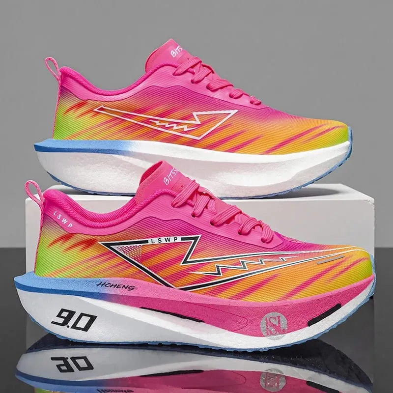 Men Carbon Plate Running Shoes Breathable Athletic Sneakers Shock Absorb Trainers Outdoor Marathon Jogging Women Tennis Shoes