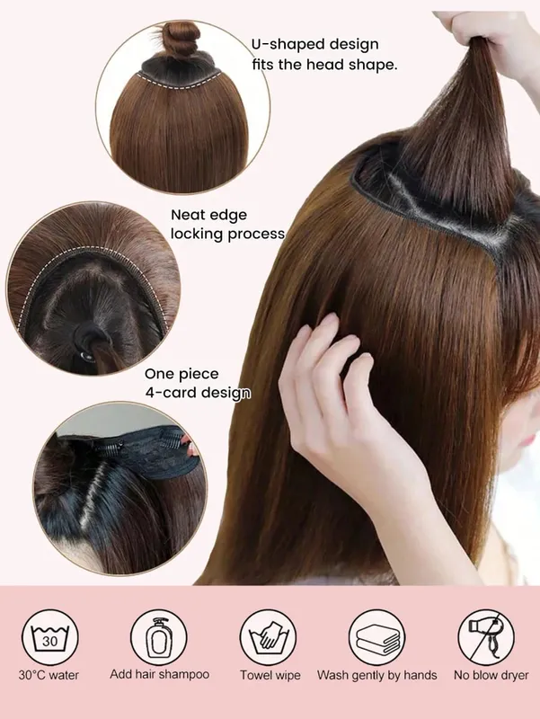 Synthetic V-Shaped Long Curly Wavy Hair Extension Synthetic Wig Layered Hair Extension Hair Pad Fluffy Top Increase Hair Volume