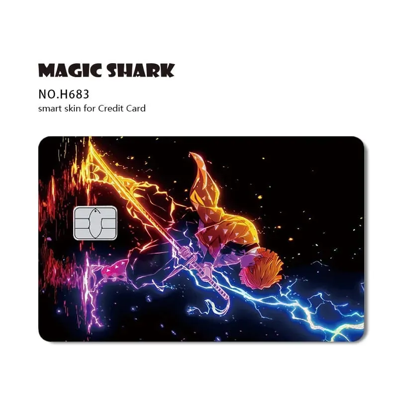 Magic Shark 2026 New Hot Demon Slayers Anime Shinny Holographic Laser Skin Cover Sticker Film for Debit Credit Bank Card