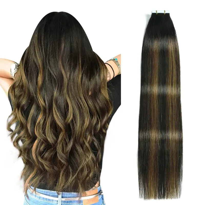 Human Hair Extensions Tape in Hair Extensions Invisible Tape in Hair Extensions Chocolate Brown Tape ins Extensions #4 20pcs 50g