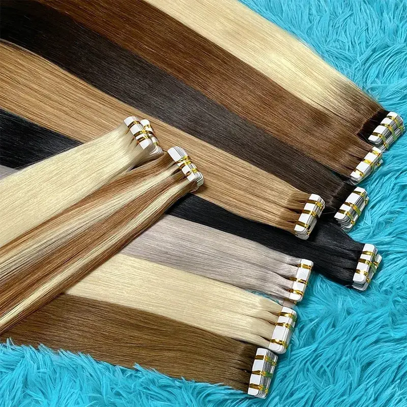 High Quality Tape Hair Extensions Full Ends Straight Hair 18-30 Inch Double Sided Adhesive Tape in Different Colors