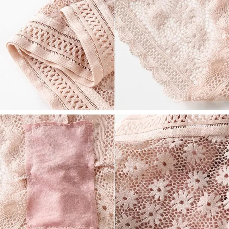 Lace Back Women Bra Set Without Steel Rims French Triangular Cup Comfortable Chest Covering Stretchable Skin Friendly Underwear