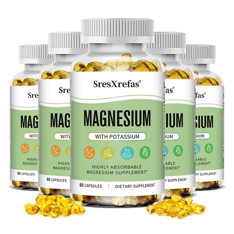 Magnesium Potassium Capsules for Beauty Sleep Quality Reduces Fatigue Headaches Cardiovascular Heart & Immune Health