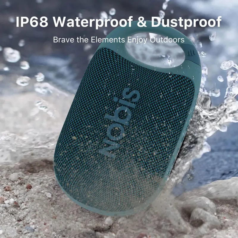 Portable Bluetooth Speaker with App Clip N1 Speaker Beat Mode Up to 24H Playtime IP68 Waterproof BT 5.3 HD Sound Stereo Pairing Custom EQ Perfect for Outdoor Home and Adventure