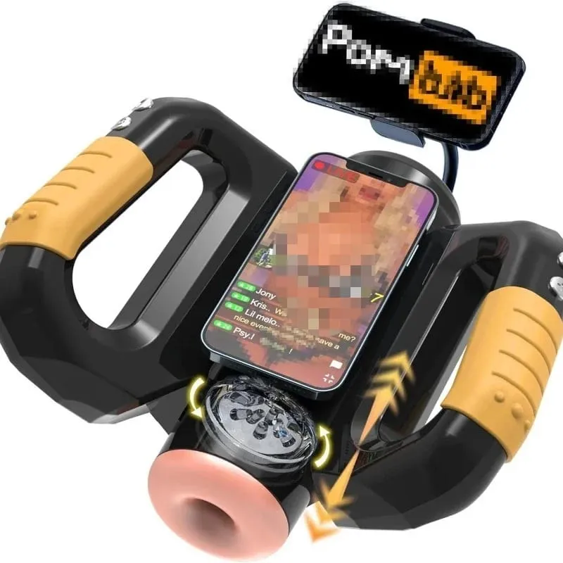 Automatic Male Masturbator Sex Toy with 10 Thrusting & Rotating Penis Pump Male Stroker Adult Toy Double Handle Sex Machine