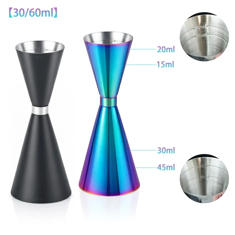 30/45/60/90ml Measuring Cup 304 Stainless Steel Measure Cup Cocktail Shot Drink Spirit Jigger Mixed Beaker Liquid Measuring Cups — image 4