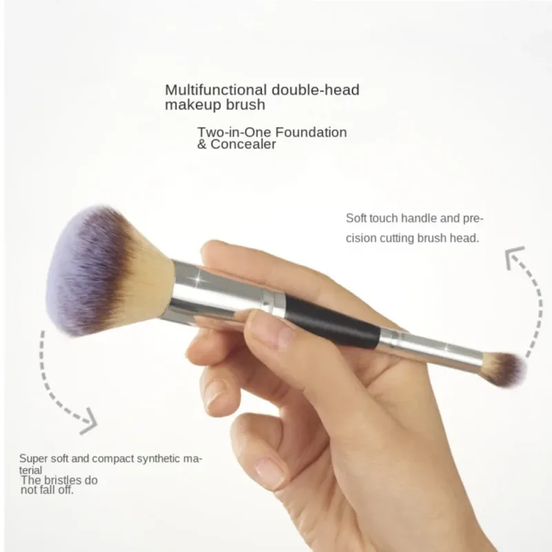 Rounded Taperd Dual-ended Foundation Brush Short Hair Flawless Dual-purpose Makeup Brush Makeup Brushes for Liquid Cream Powder