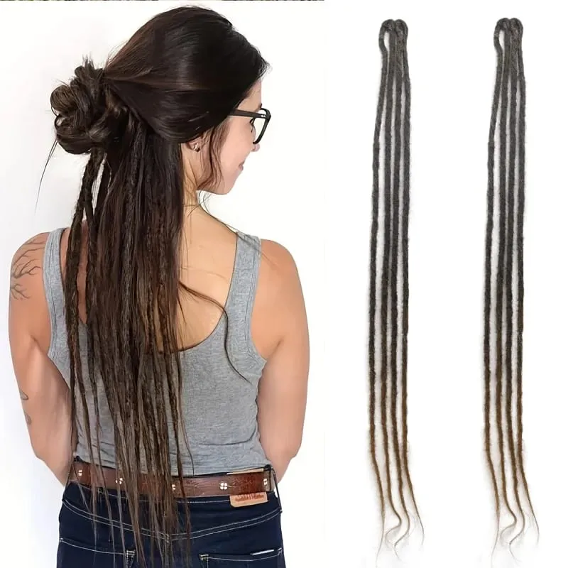 2Pcs 24"Clip‑in Synthetic Braided Hair Extensions with BB Clips Handmade Crochet Hair Pieces for Cosplay Hip‑Hop Festival — image 8