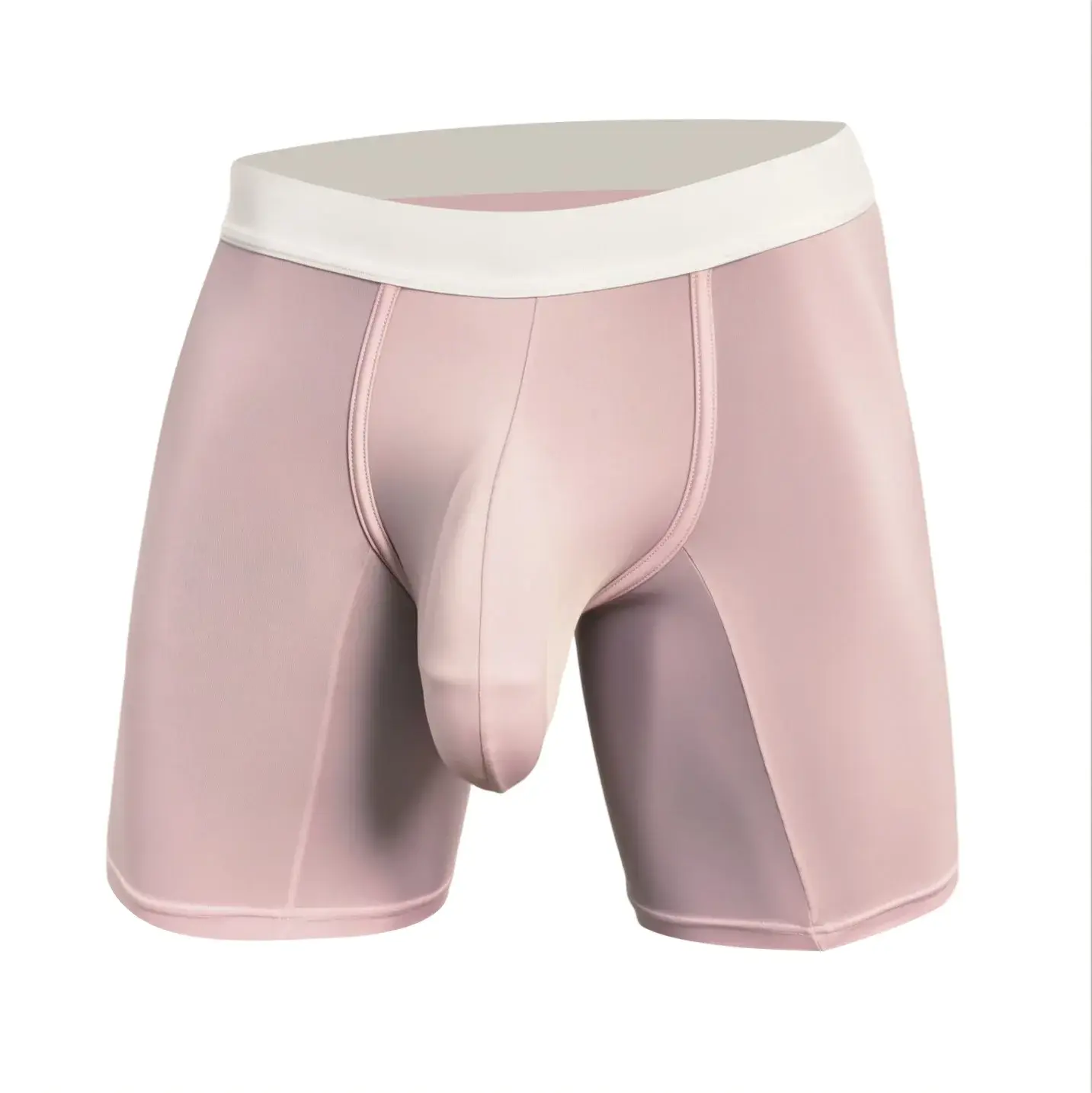 Mens Cool Ice Silk Boxer Briefs Extra Deep Pouch Breathable Long Running Sport Gym Underwear Anti Chafe Free Soft Trunks