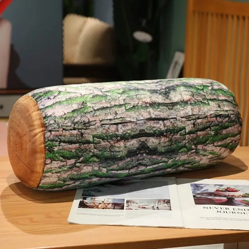 Material Tree Log Pillow Soft Texture PP Cotton Filled Stump Cushion Realistic Wood Grain Novelty Throw Pillow For Men