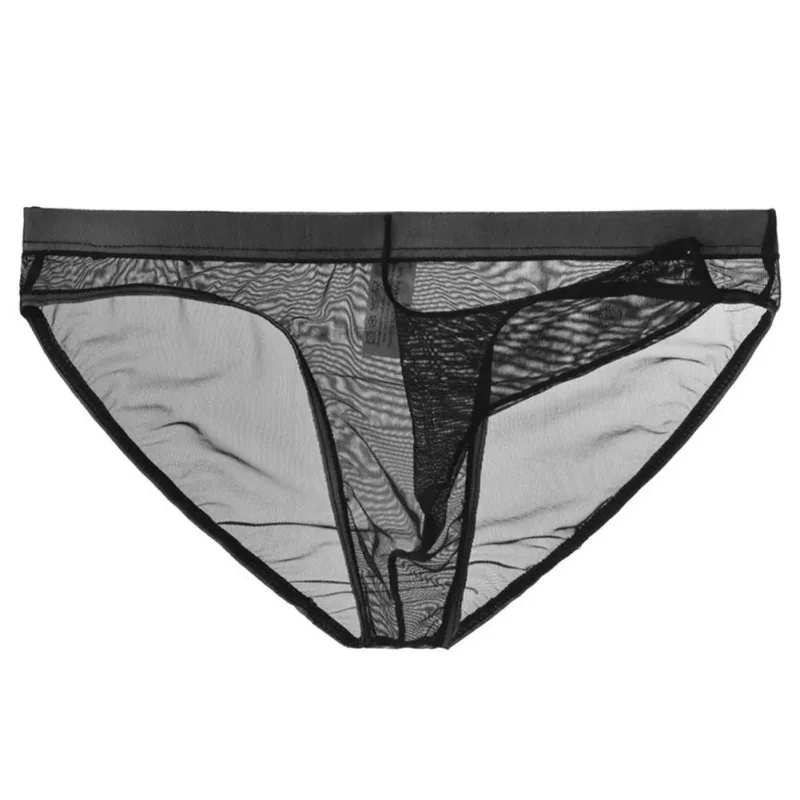 Men\'s Lightweight Mesh Briefs Transparent Elephant Nose Design Ultra Thin Breathable Quick Dry Low Waist Underpants
