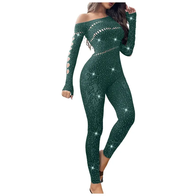 2025 Lace Embroidery Bra Set Women Sexy Mesh Rhinestone Jumpsuit Long Sleeve See Through Sexy Bustier Lingerie for Women