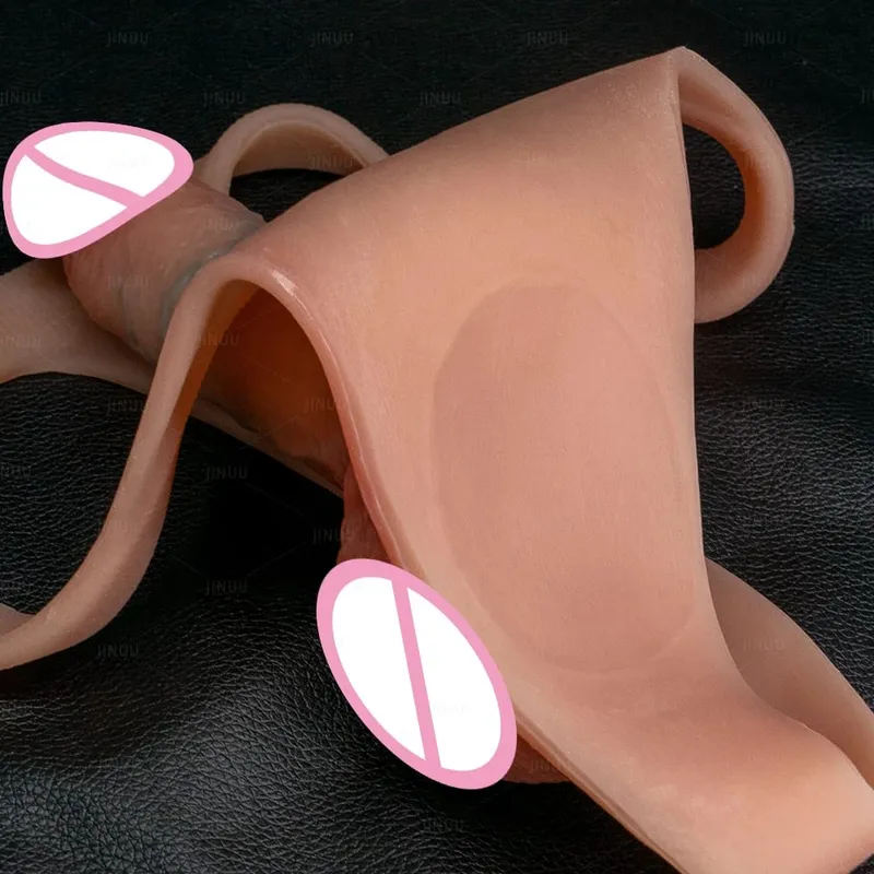 Tali silikon pada Dildo Untuk Lesbian Gay Boleh Digunakan Semula Pepejal Batang Kulit Perasaan Dildo Seluar Tali Tali Zakar Mainan Seks untuk Wanita 18+ — image 3