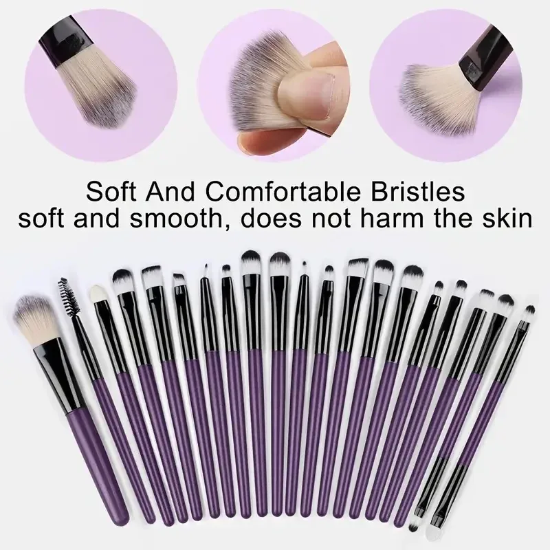 20Pcs Makeup Brushes Set Eyeliner Blending Cheeks Eye Cosmetic Foundation Brush with Makeup Sponge