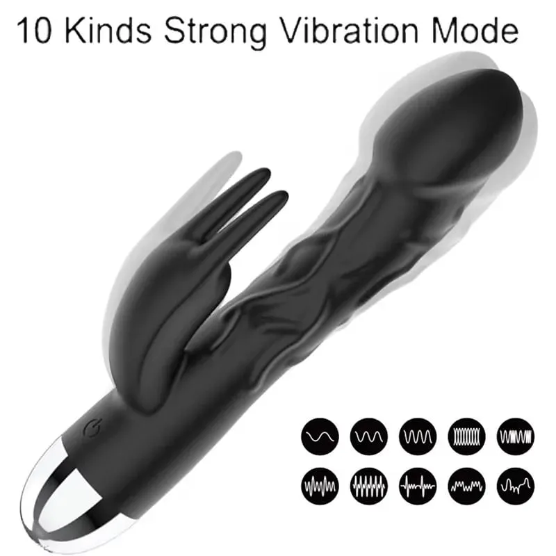 Silicone Rabbit Vibrator - Dual Stimulation G-Spot Clitoral Vibrator for Women Powerful Pleasure