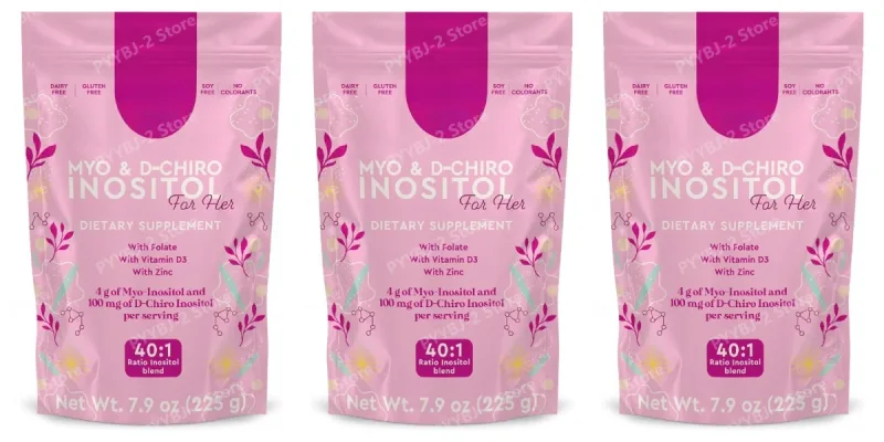 Myo-Inositol & D-Chiro Inositol Powder 40:1 4000mg with Folate Zinc & Vitamin D3 Women's Cycle & Ovarian Wellness 45 Servings