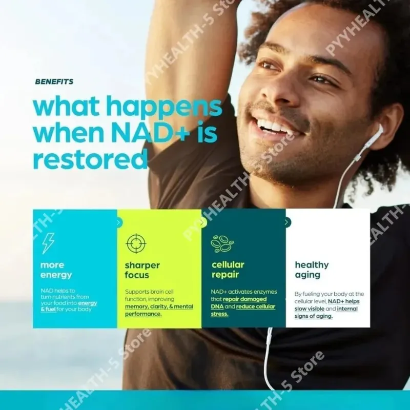 NAD+ Capsules Liposomal Supplement for Adults Supports Energy Cellular Health with Urolithin A Resveratrol & Green Tea 60 Counts
