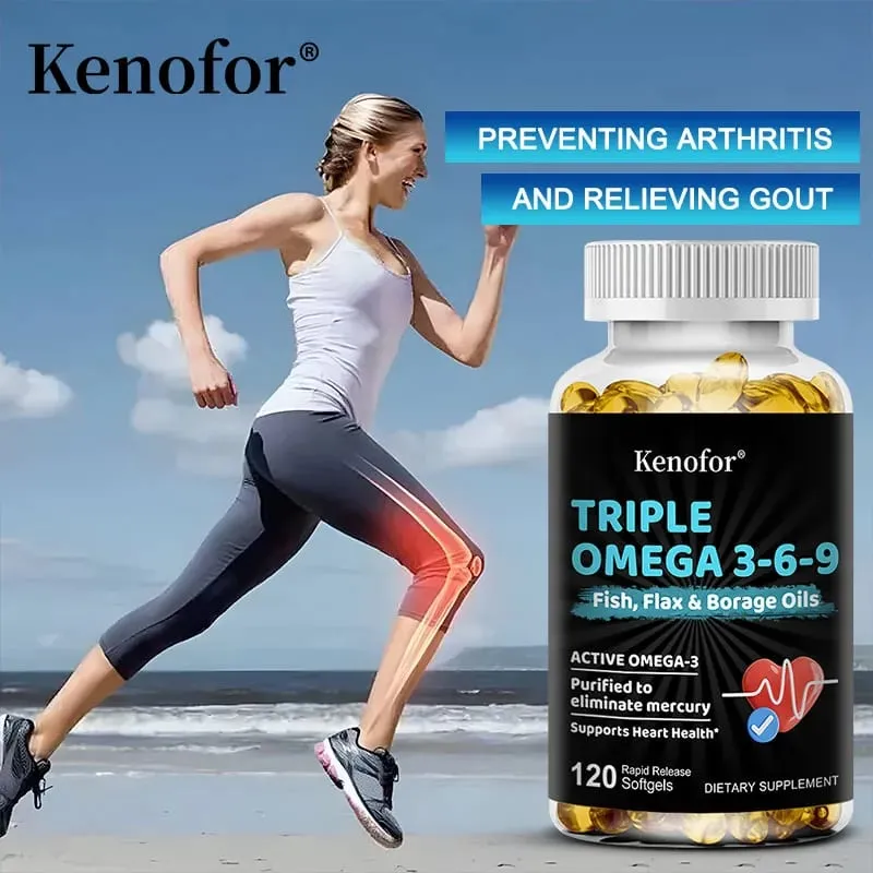 Omega 3 6 9 Softgels Fish Flax Borage Oil Support Brain Focus Eye Comfort Joint & Cardiovascular Wellness Immune Balance