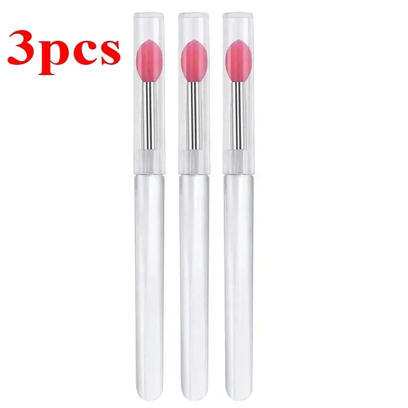 3/5/10Pcs Soft Silicone Lipstick Brush Lip Stick Applicator Portable Clear Handle Clean Microbrush Lipgloss Beauty Tool