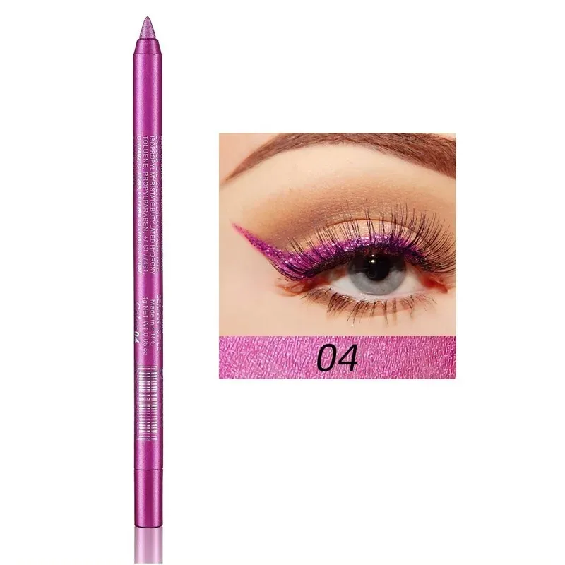 17 Farben Perlglanz-Eyeliner-Stift, bunt, wasserdicht, langlebig, matt, glatt, leicht zu tragen, Lidschatten, Eyeliner-Stift, Augen-Make-up