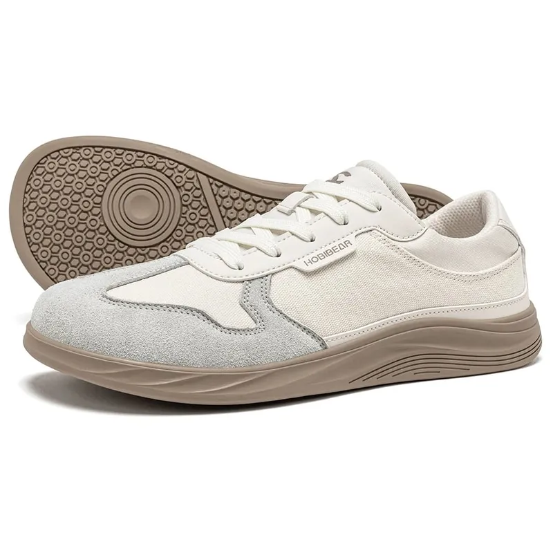 Men Women Wide Toe Box Shoes | Minimalist Artificial Leather Canvas Sneakers Lightweight Casual Lace Up Walking Shoe
