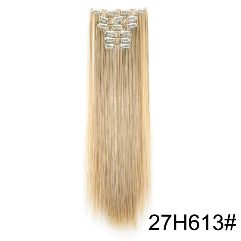 24Inch Synthetic 6pcs/set Long Straight Hair Extension Increasing Volume Extending Soft Comfortable Hairpiece for Women
