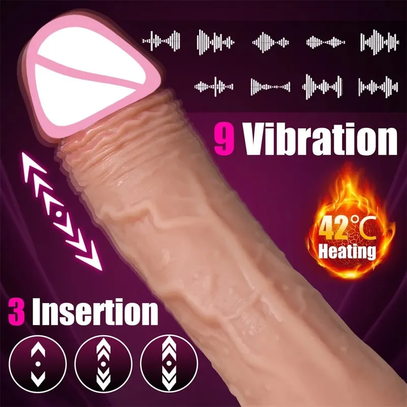 Realistic Vibrator Dildo Telescopic Heated Vibrating Female Vaginal Masturbator Anal Plug Penis Adult Sex Toys Adult Supplies 18