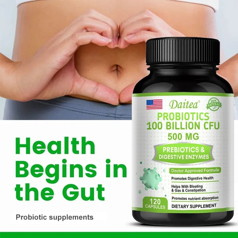 Probiotics 100 Billion CFU with Prebiotics & Digestive Enzymes Gut Health Digestion Bloating Relief & Immune Support