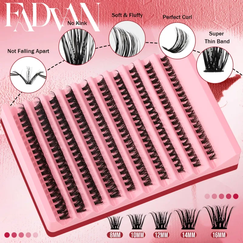 Fadvan DIY אשכול ריסים מעורב מגש ריסים בודדים ריסים נפח עיניים ריסים רכים טבעיים ריסים מינק ריסים אשכול ריסים מלאכותיים — image 4
