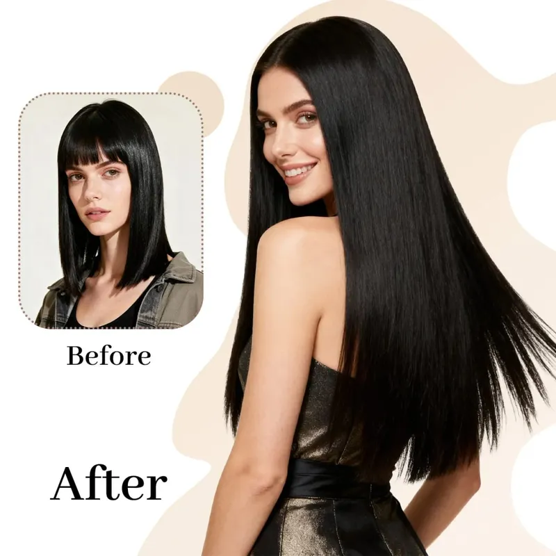 Synthetic Clip in Hair Extensions Clip in 6pcs set Straight Hair 22inch Thick Hairpieces for Women Girls Daily Party — image 4