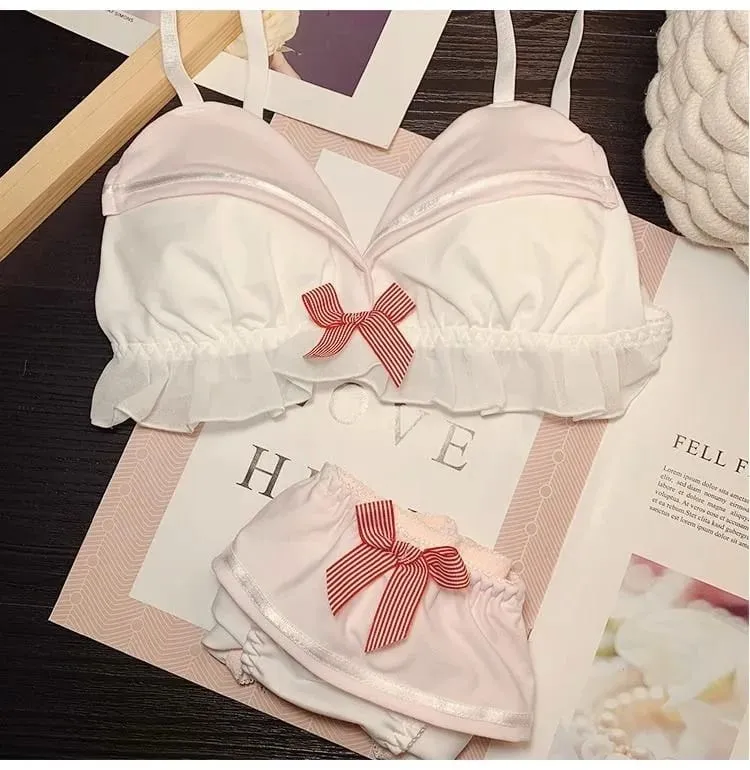 Underwear women set Navy cute core women's bra underpant sets bow sailor suit Lolita cosplay women's sexy girl set Lingerie set