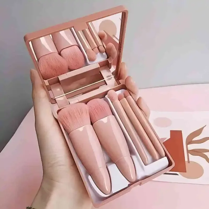 Complete Cosmetic Brushes Small Function Kit 5pcs With Case And Mirror Travel Size Makeup Brushes Set Mini Makeup Brushes — image 6