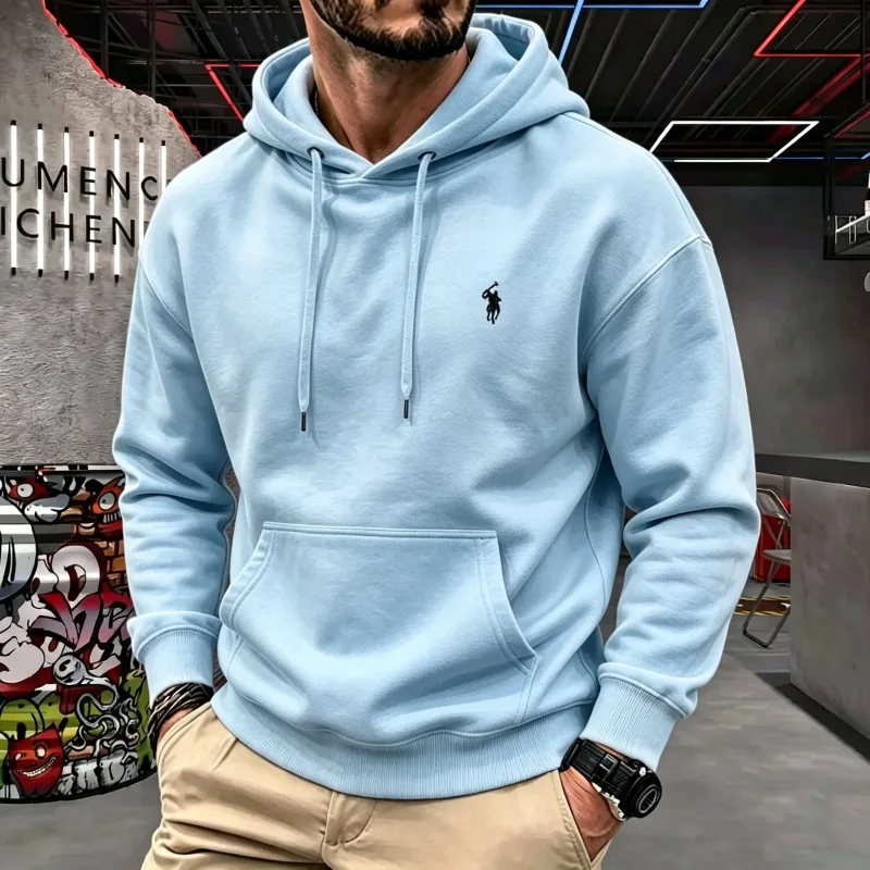 Atasan Golf Bordir Kuda Modis Mewah Musim Gugur-musim Dingin 2026 Lengan Panjang Bertudung Pria Kelas Atas Pakaian Pria Hoodie Kasual — image 10
